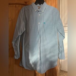 Ariat Men's Light Blue Geometric Button Down Shirt
